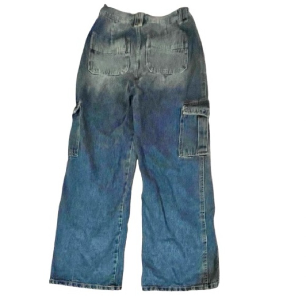 KanCan High Rise Wide Leg Cargo Jeans Medium Wash. Size: 5/26 - Picture 5 of 7